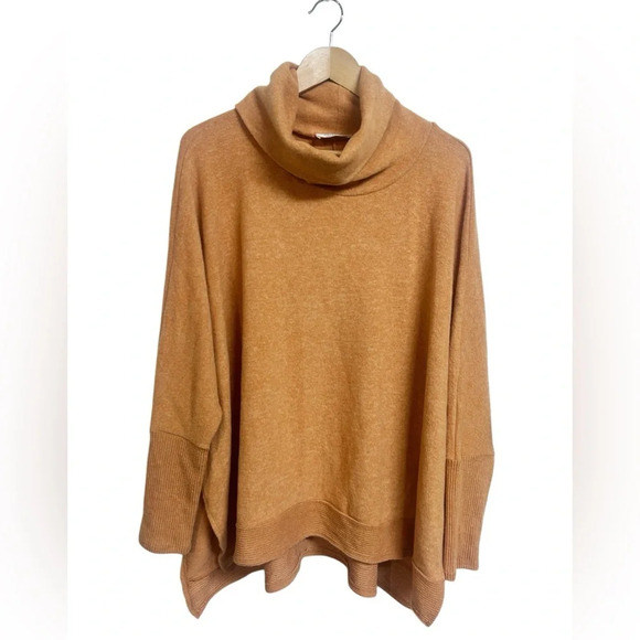 Zenana Outfitters Sweaters - Zenana Plus Brushed Melange Cowl Neck Poncho Sweater Size 1X